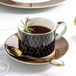 16 Piece Black and Gold Ceramic Tea Gift Set for Four with Dessert Plates - Image 2