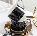 16 Piece Black and Gold Ceramic Tea Gift Set for Four with Dessert Plates - Image 3