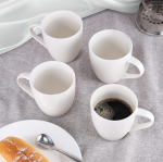 Set of 4 White 16 oz Ceramic Coffee Mugs Microwave and Dishwasher Safe