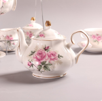 15 Piece Pink Camellia Ceramic Coffee Cup Gift Set with Metal Display Rack - Image 2
