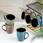 Single 12 oz Blue Ceramic Coffee Mug with Handle for Tea and Lattes - Image 2