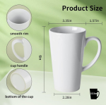 Set of 4 White 16 oz Tall Funnel Shaped Ceramic Coffee Mugs - Image 2