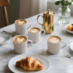 Set of 4 Matte White 12 oz Stoneware Coffee Mugs for Food Service - Image 2